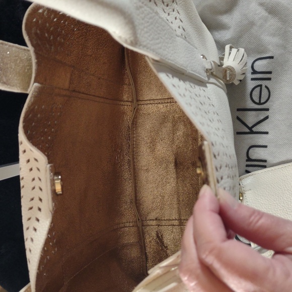Calvin Klein Ivory Tote w/Tassel & Perforated Design - Picture 16 of 16